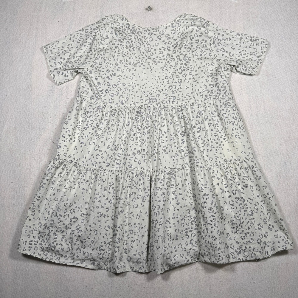 A New Day Women XL White Black Leopard Print Tiered V-Neck Babydoll Dress